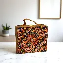 Mandala Art Printed Suitcase Style Wooden Purse