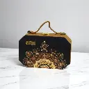 Golden Black Mandala Art Wooden Octagon Purse