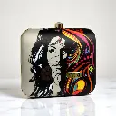 Boho Lady With Colours Printed Clutch