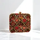 Maroon Embroidered Mosaic Clutch
