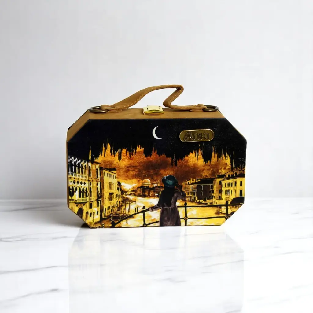 Wanderlust Dreams Wooden Octagon Purse