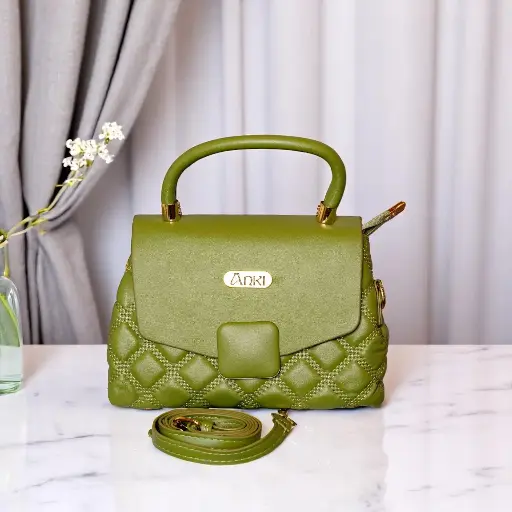 [Anki Diamond Quited Handbag (light green)] Anki Diamond Quited Handbag (light green)