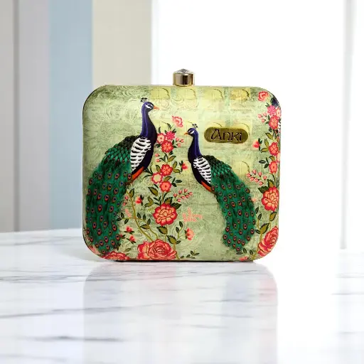 [Indian Peacock Printed Clutch] Indian Peacock Printed Clutch
