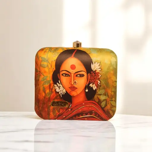 [Beautiful Woman Portrait Printed Clutch] Beautiful Woman Portrait Printed Clutch